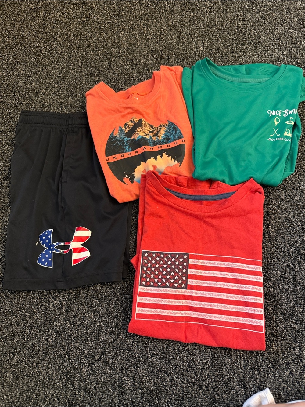 Under Armour Black Athletic Shorts with American Flag Logo bundle boys